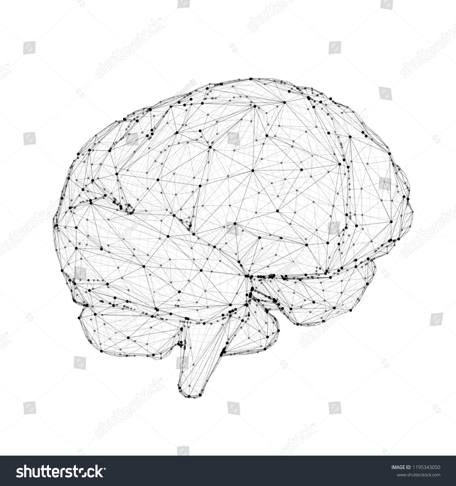 Vector Illustration Threedimensional Brain On White Stock Vector ...