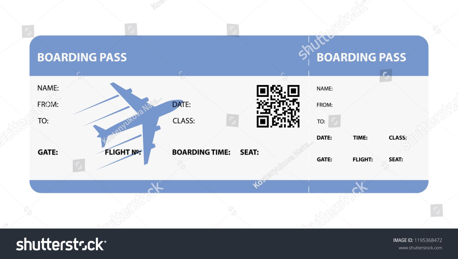 Blue Boarding Pass Isolated On White Stock Vector (Royalty Free ...