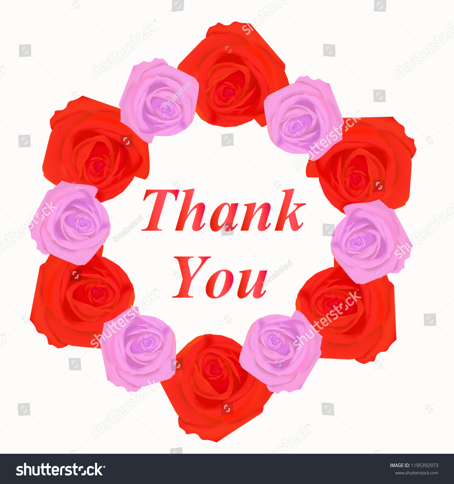 Thank You Card Background Red Pink Stock Illustration 1195392973 ...