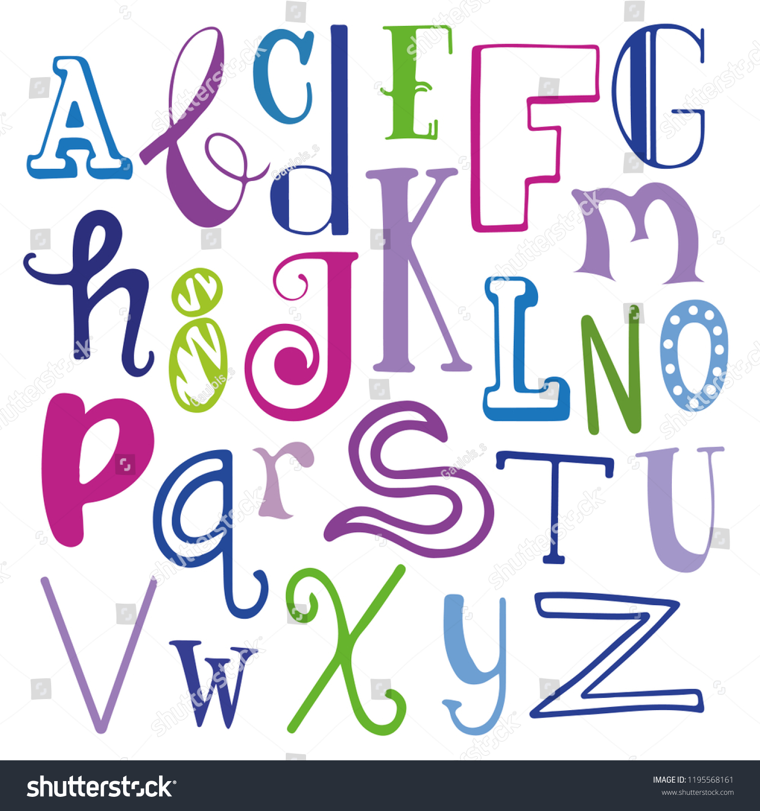 Cute Font Alphabet Stock Vector (Royalty Free) 1195568161 | Shutterstock