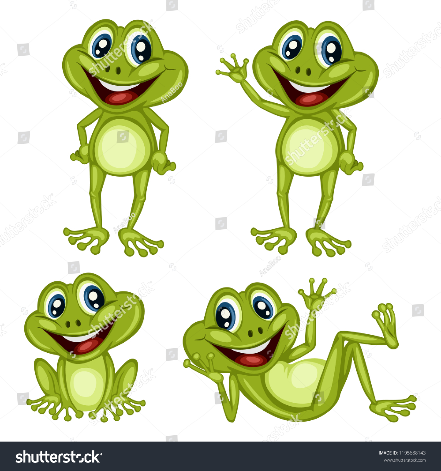 Vector Illustration Happy Frog Set Cute Stock Vector (Royalty Free ...