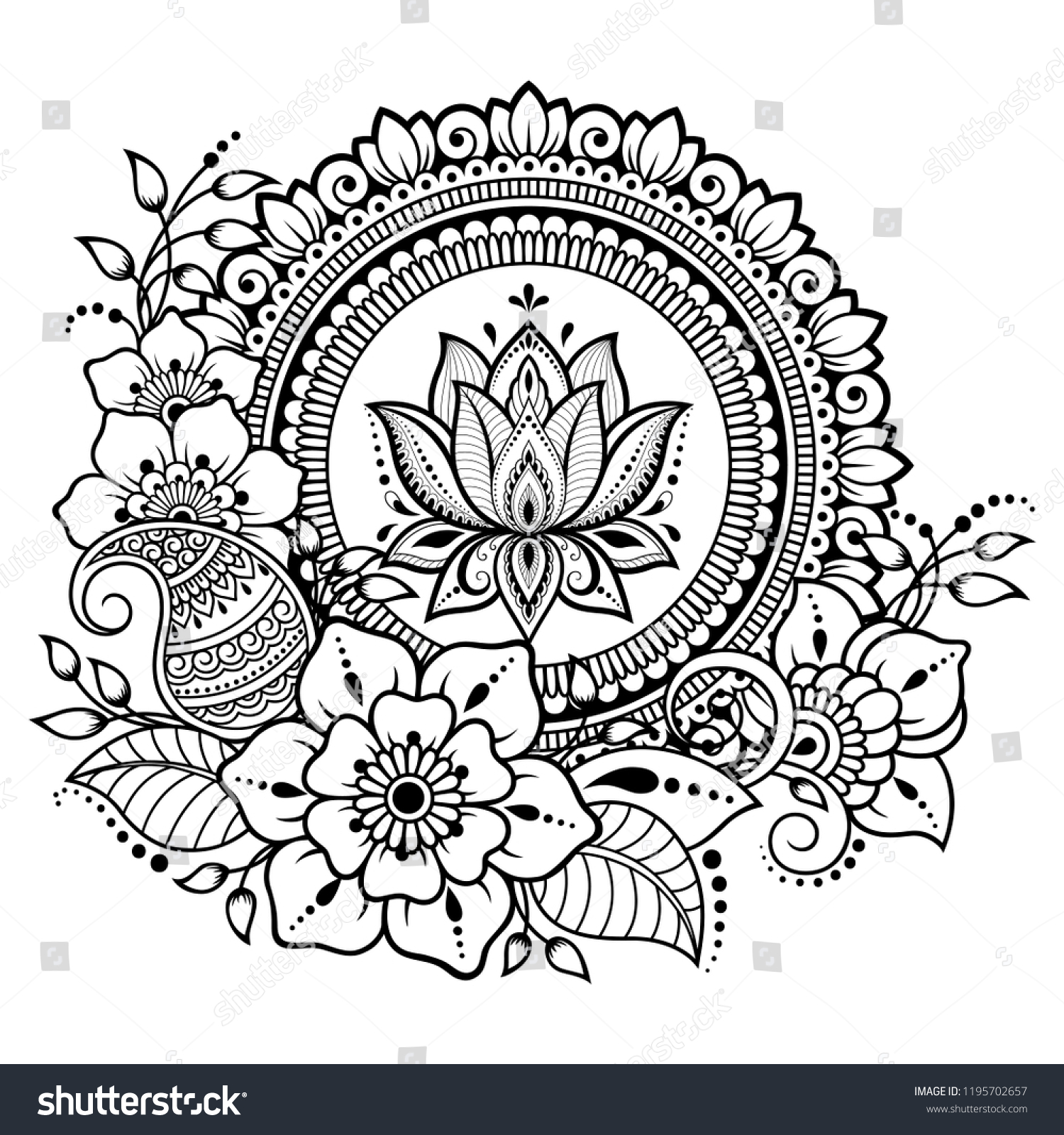 Circular Pattern Form Mandala Lotus Flower Stock Vector (Royalty Free ...