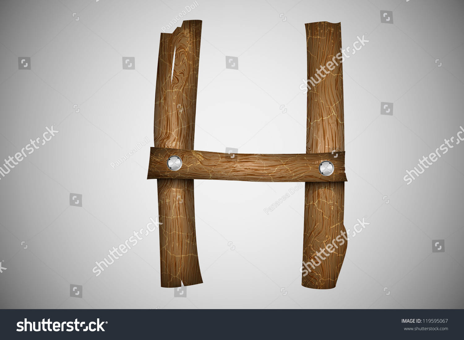 Wooden Alphabet Letter H Stock Vector (Royalty Free) 119595067 ...