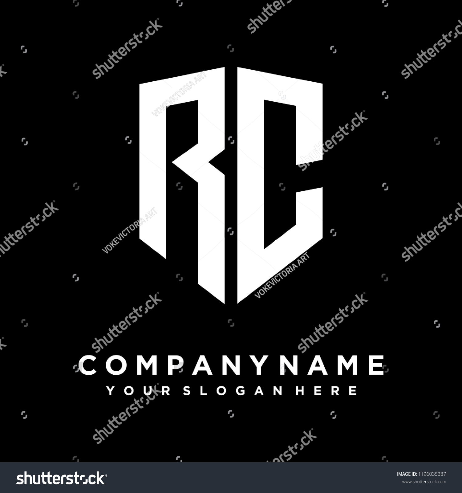 Abstract Letter Rc Shield Logo Design Stock Vector (Royalty Free ...