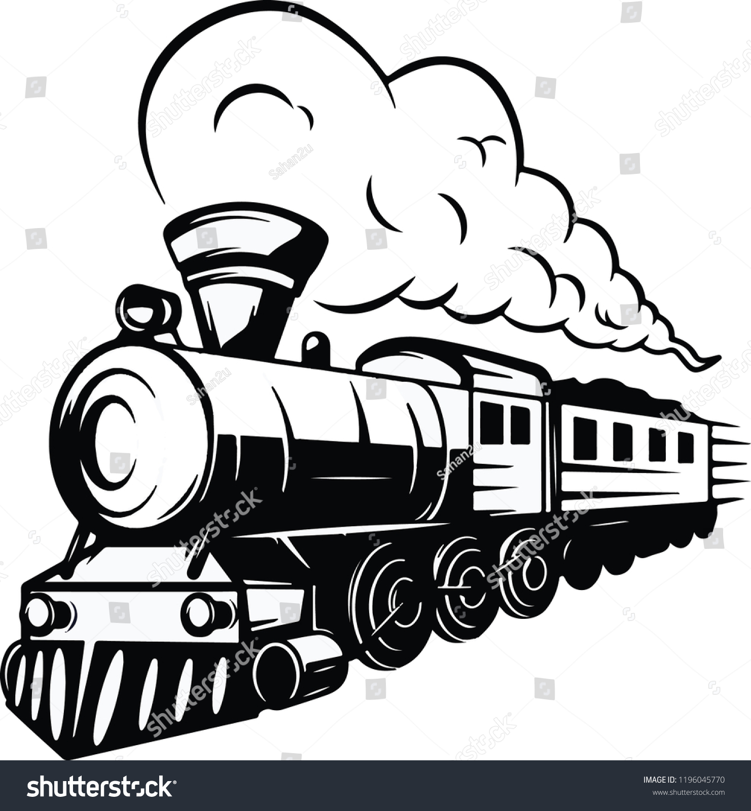 Old Fashion Steam Train Locomotive Engine Stock Vector (Royalty Free ...