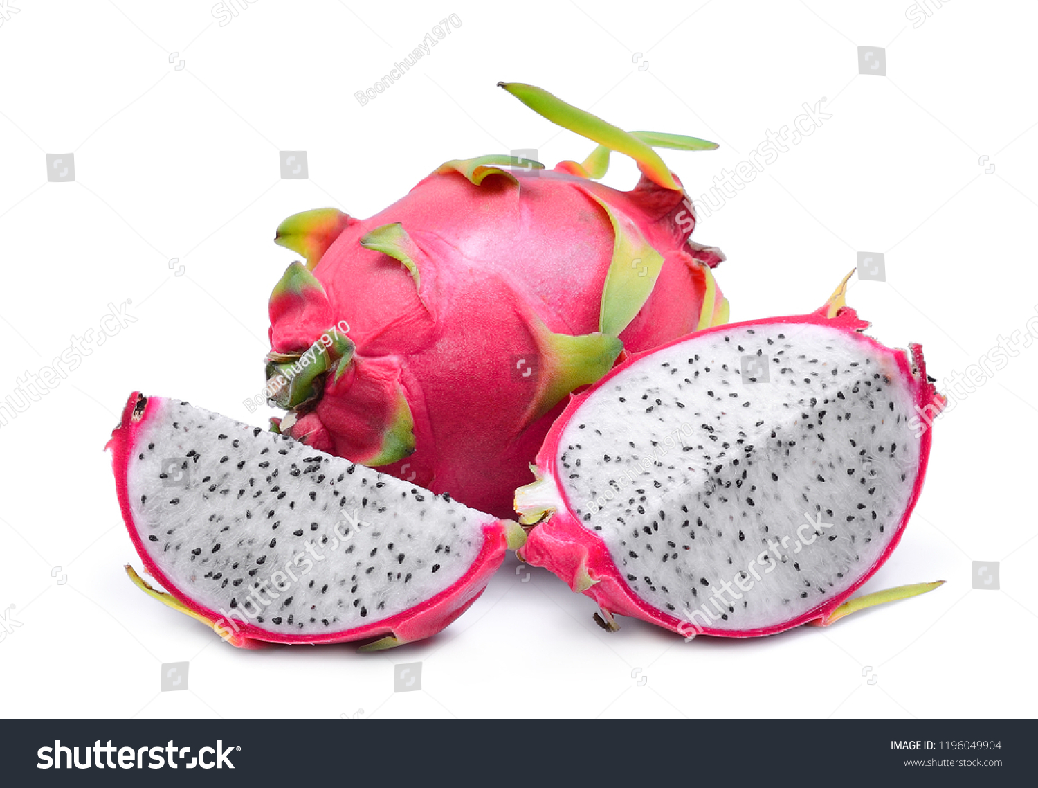 Dragonfruit Half Slice Isolated On White Stock Photo 1196049904 ...