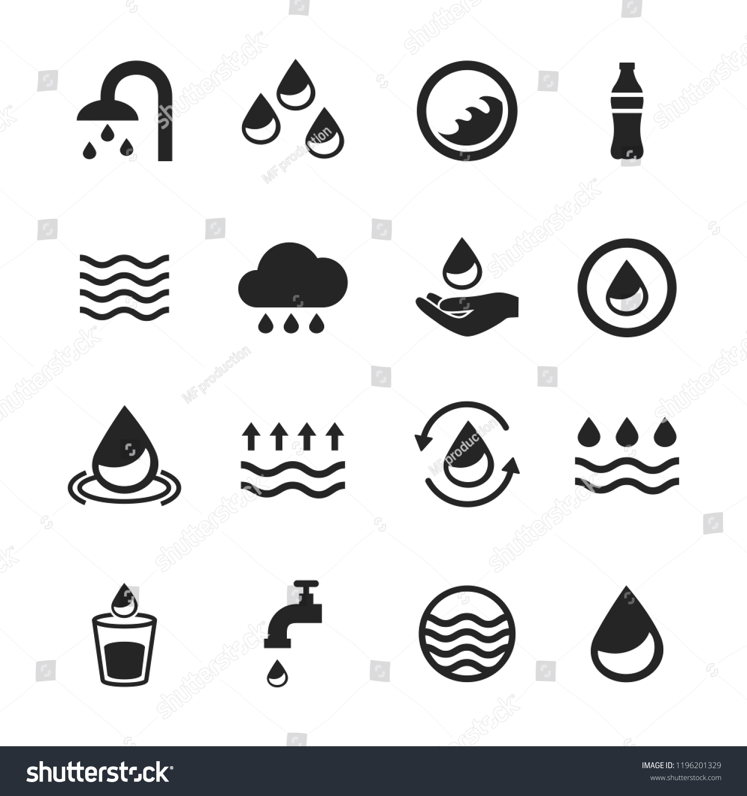 Water Icons Set Isolated On White Stock Vector (Royalty Free ...