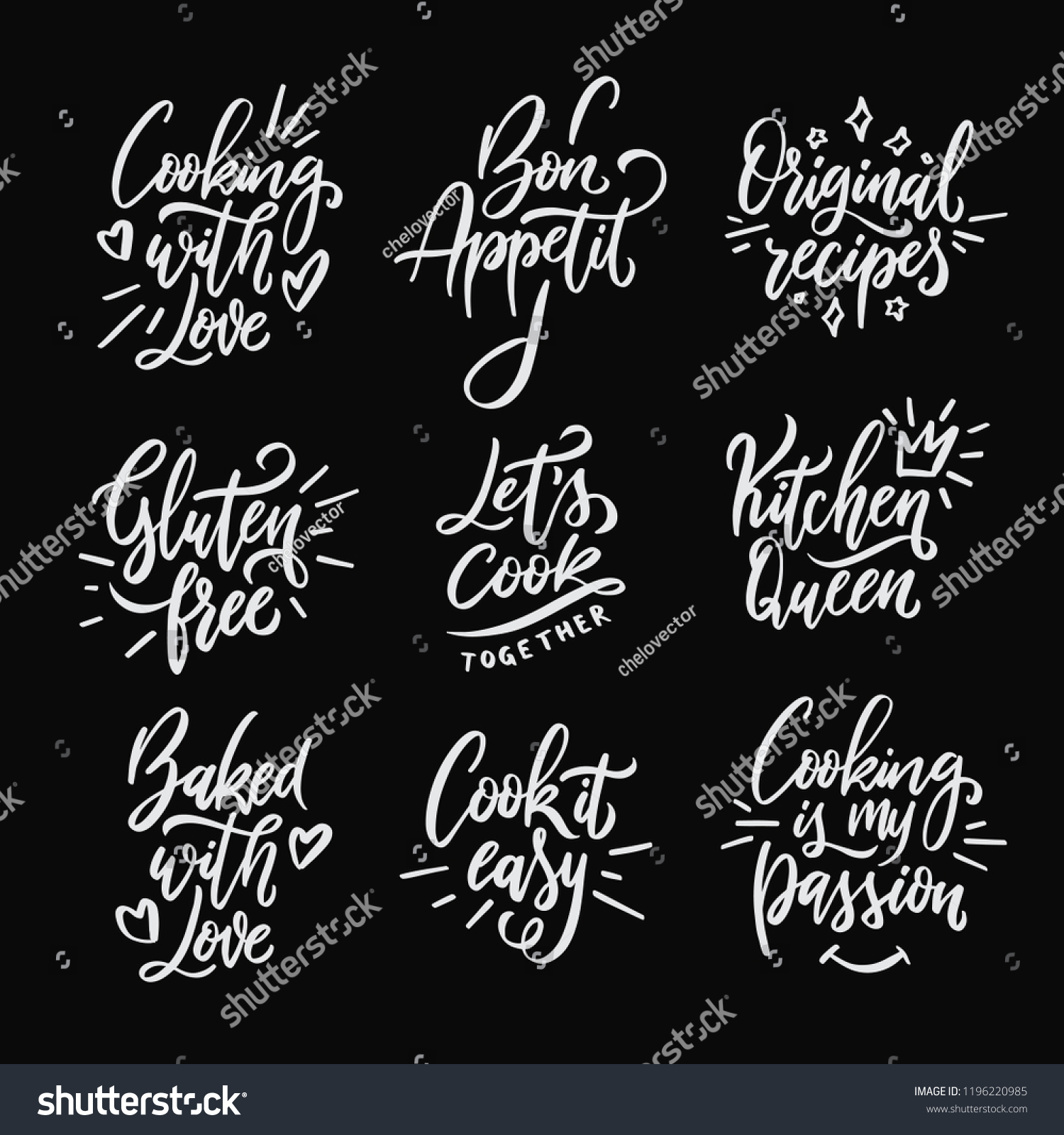 Cooking Related Quotes Collection Hand Drawn Stock Vector (Royalty Free ...