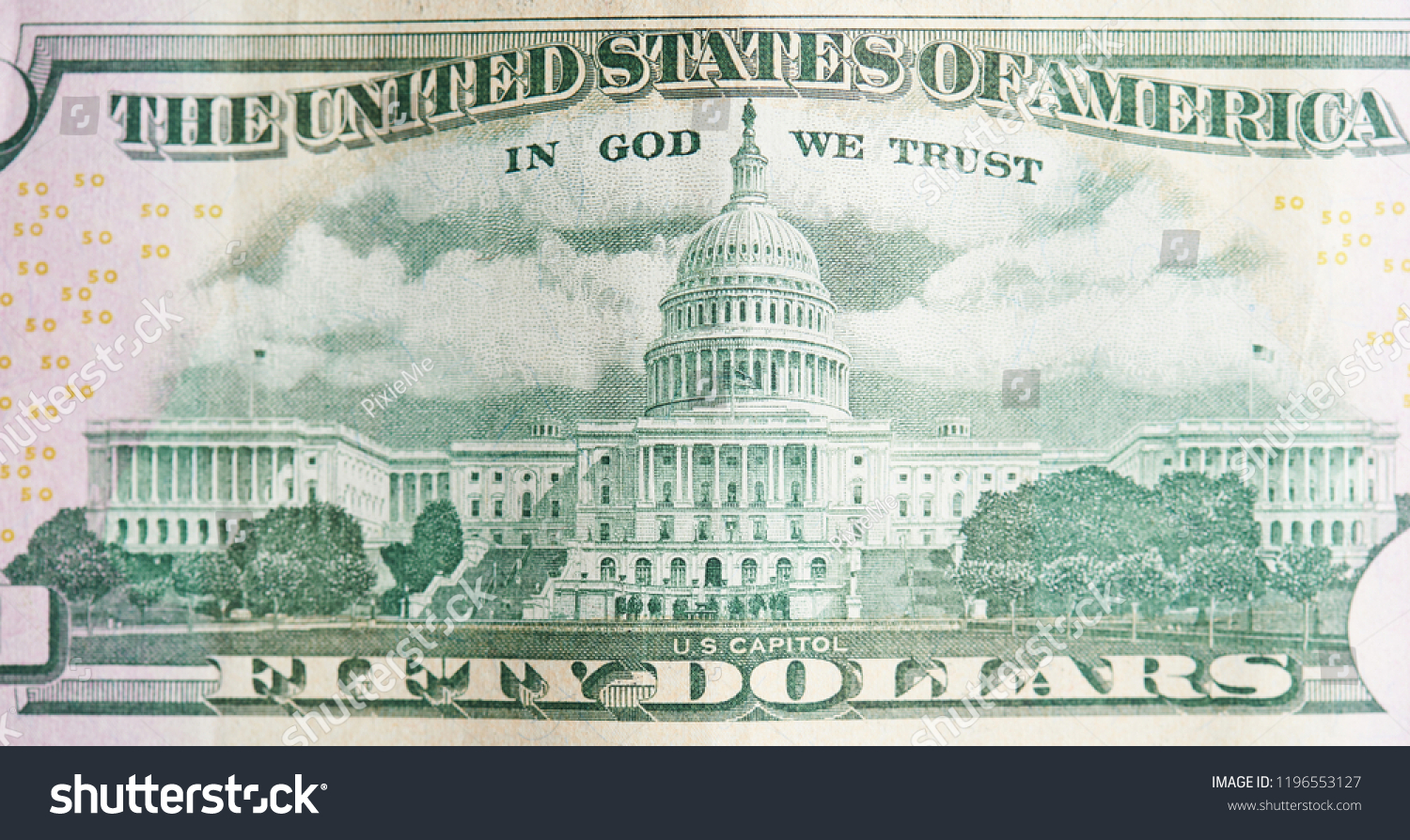 Back 50 Dollar Bill Us Capitol Stock Photo 1196553127 | Shutterstock