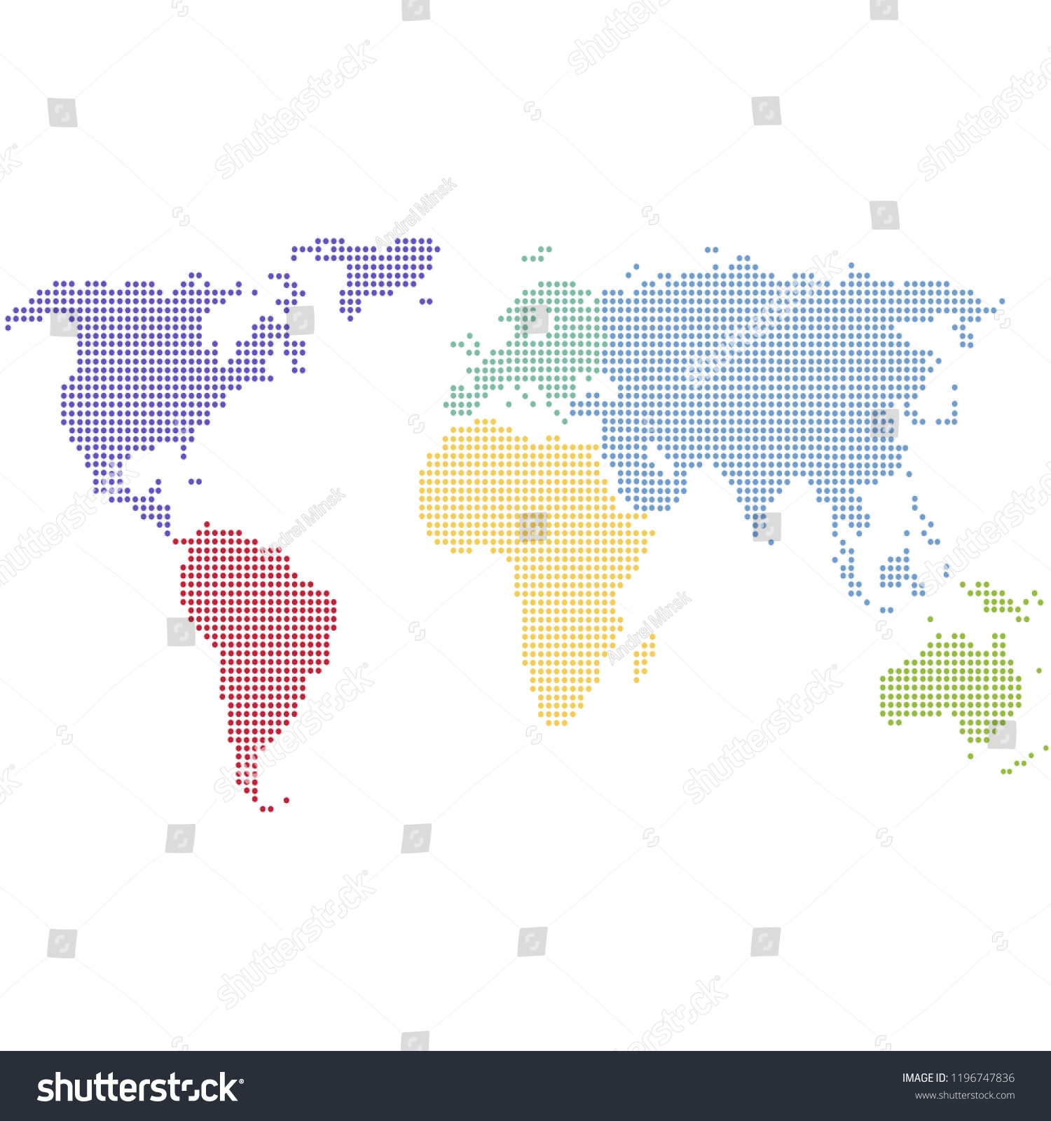 Dotted World Map Stock Vector (Royalty Free) 1196747836 | Shutterstock