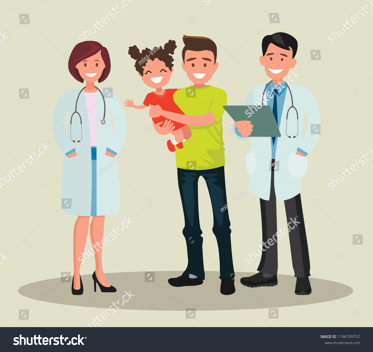 Family Dentist Nurse Dentists Their Patients Stock Vector (Royalty Free ...