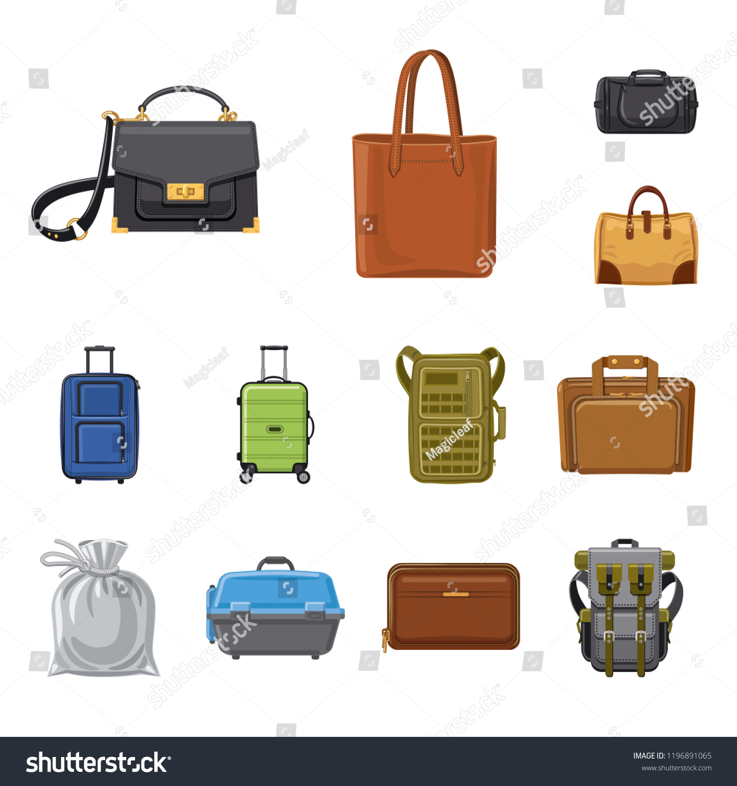 Vector Illustration Suitcase Baggage Icon Collection Stock Vector ...