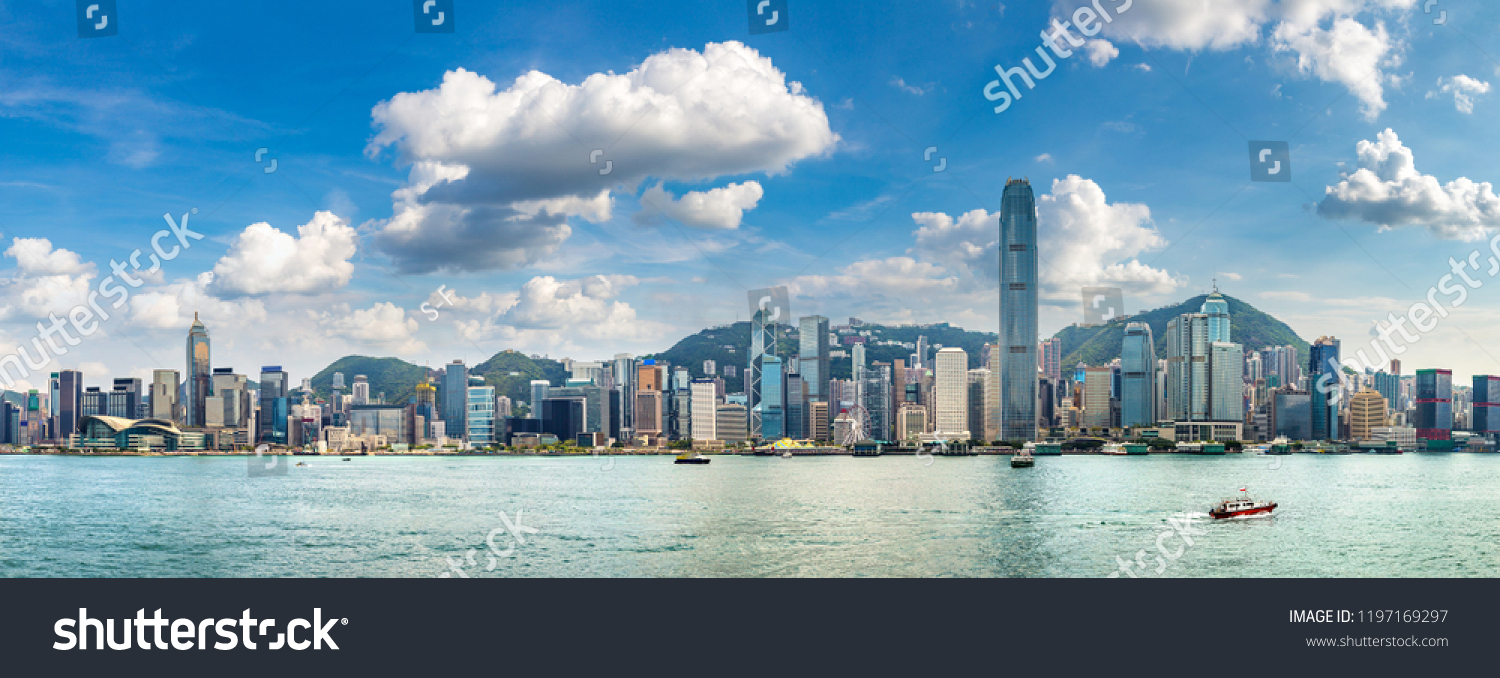 Panorama Victoria Harbour Hong Kong Summer Stock Photo 1197169297 ...