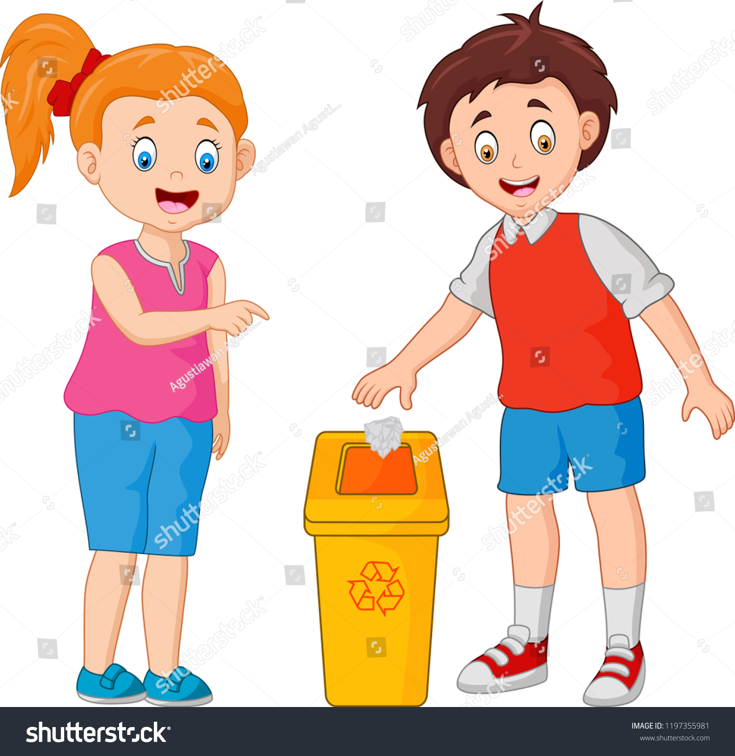 Kid Throws Garbage Trash Stock Vector (Royalty Free) 1197355981 ...