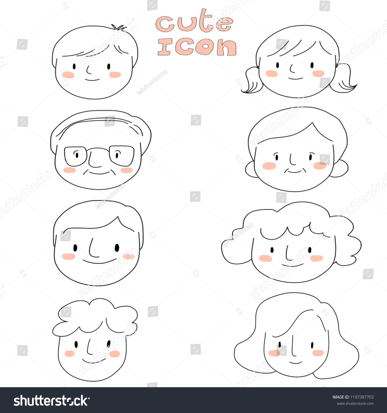 Set People Faces Family Member Face Stock Vector (Royalty Free ...