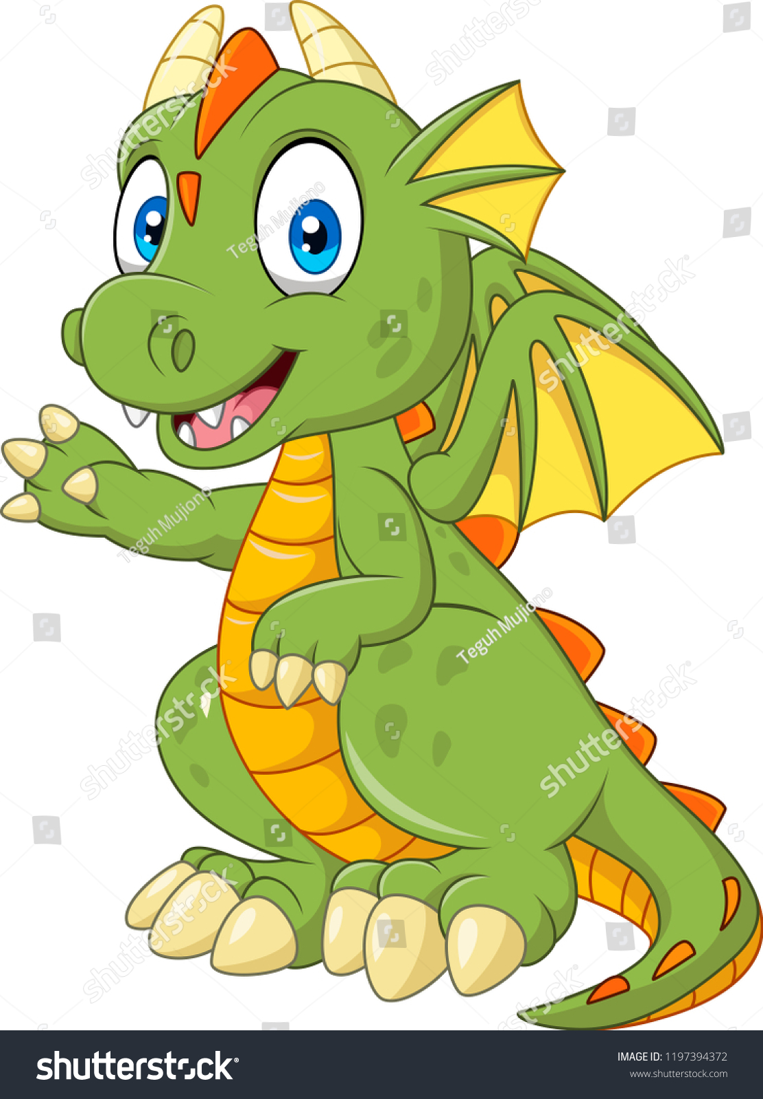 Cartoon Baby Dragon Presenting Stock Illustration 1197394372 | Shutterstock