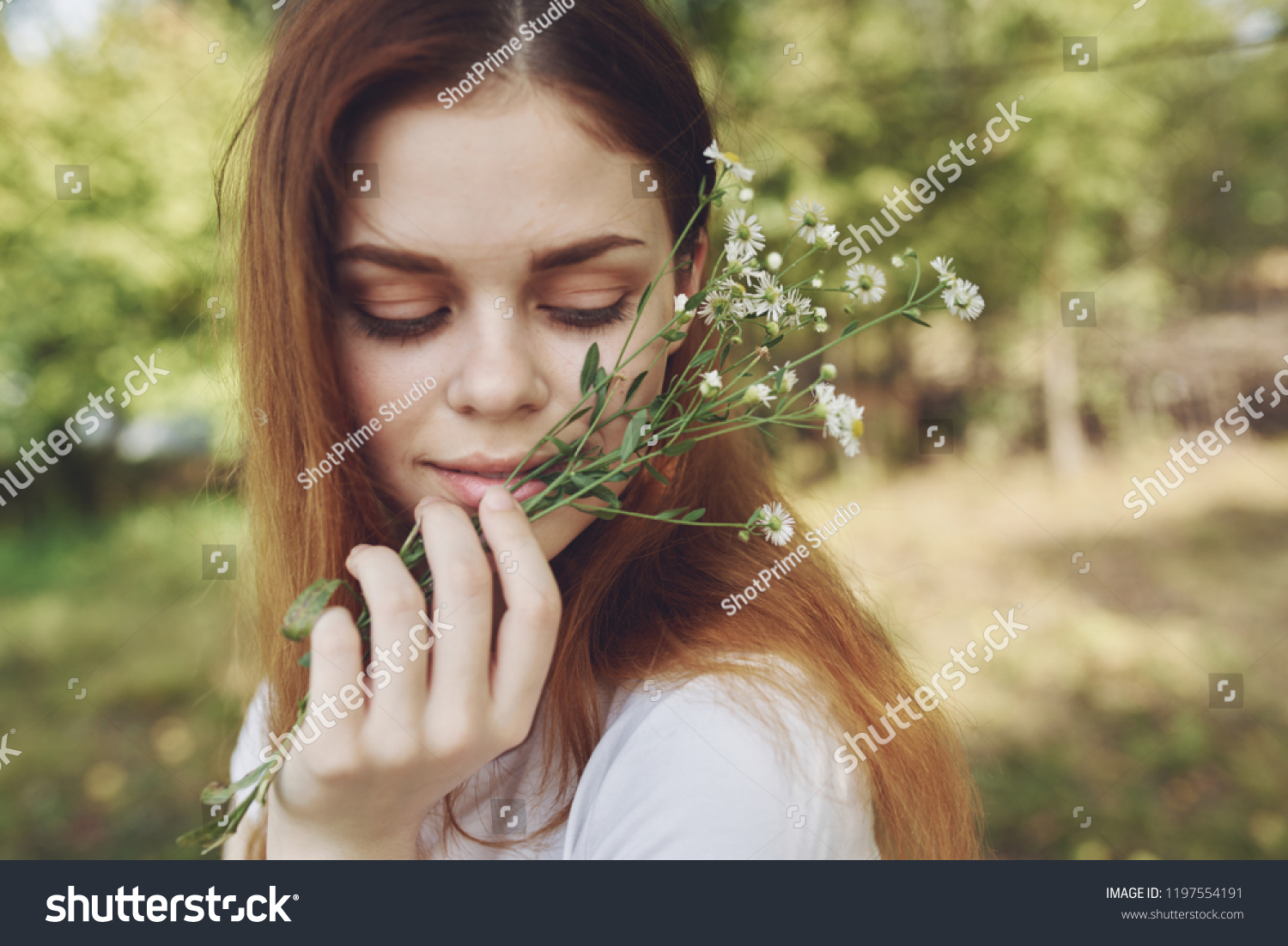 Women Wildflowers On Nature Background Stock Photo 1197554191 ...