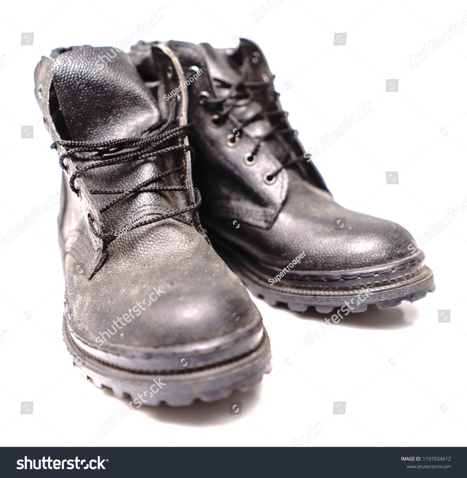 Black Safety Shoe On White Background Stock Photo 1197934612 | Shutterstock