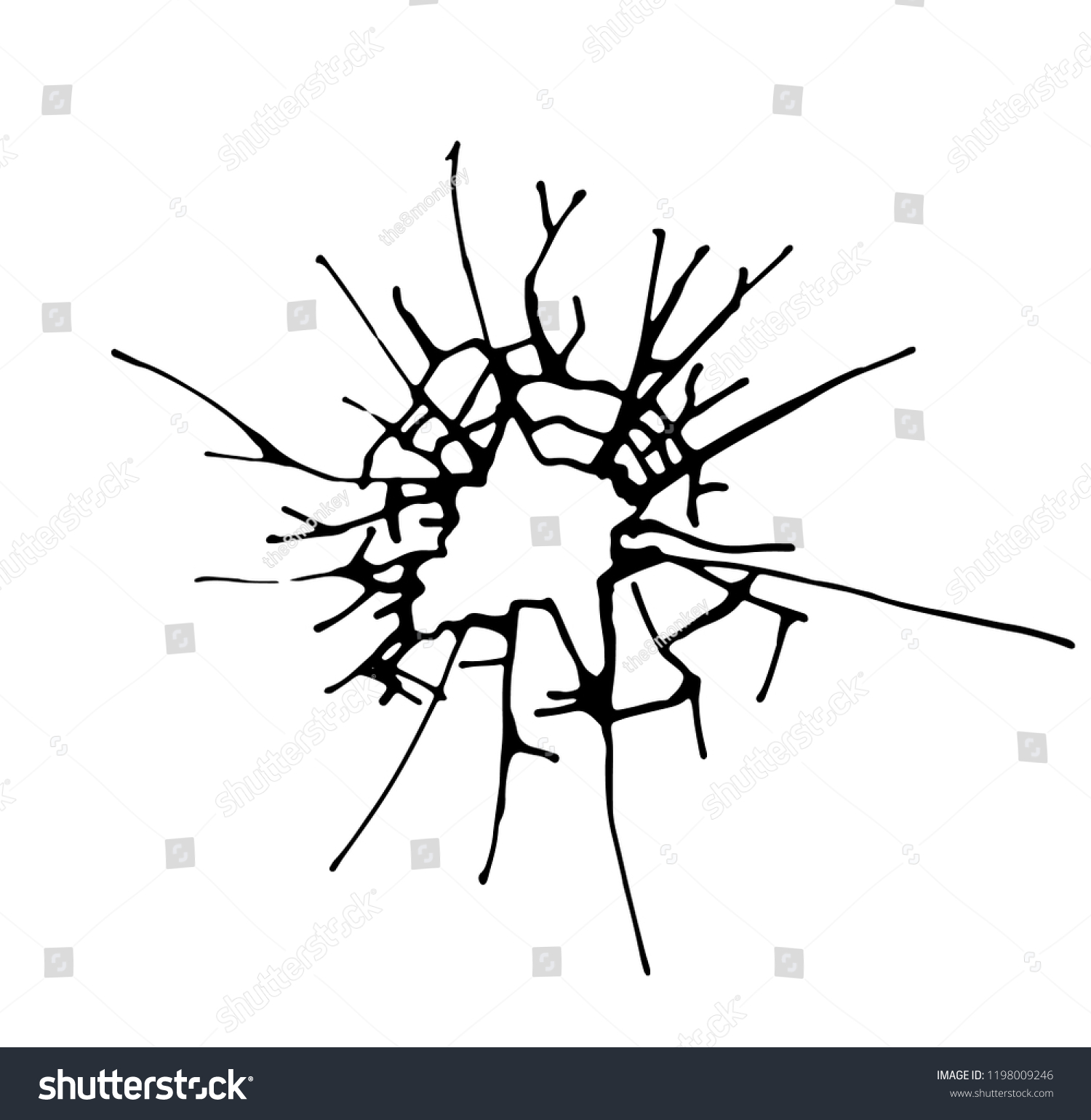 Broken Glass Cracks Bullet Marks On Stock Vector Royalty Free 1198009246 Shutterstock 6314