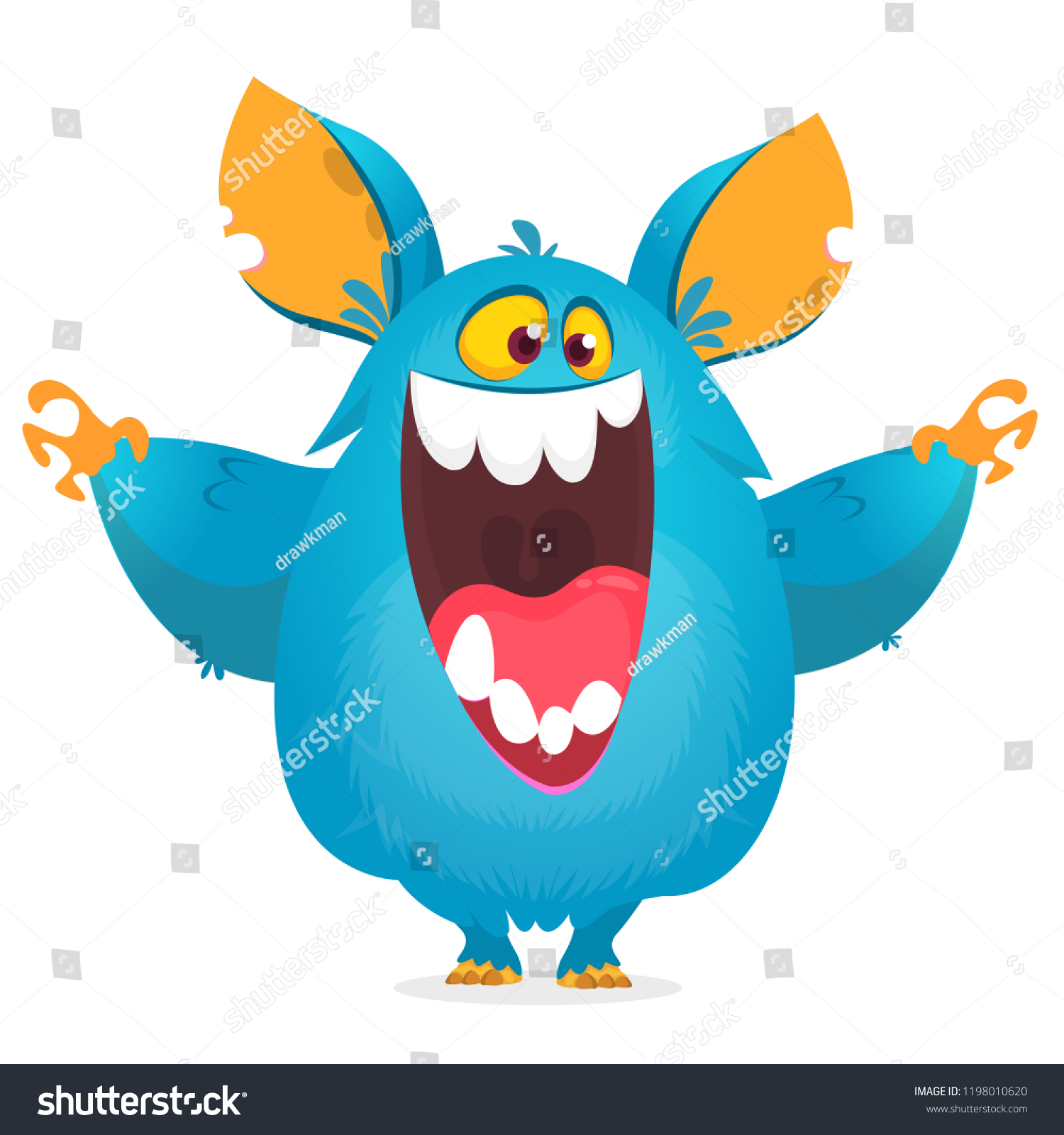 Cartoon Funny Big Fat Monster Character Stock Vector (Royalty Free ...