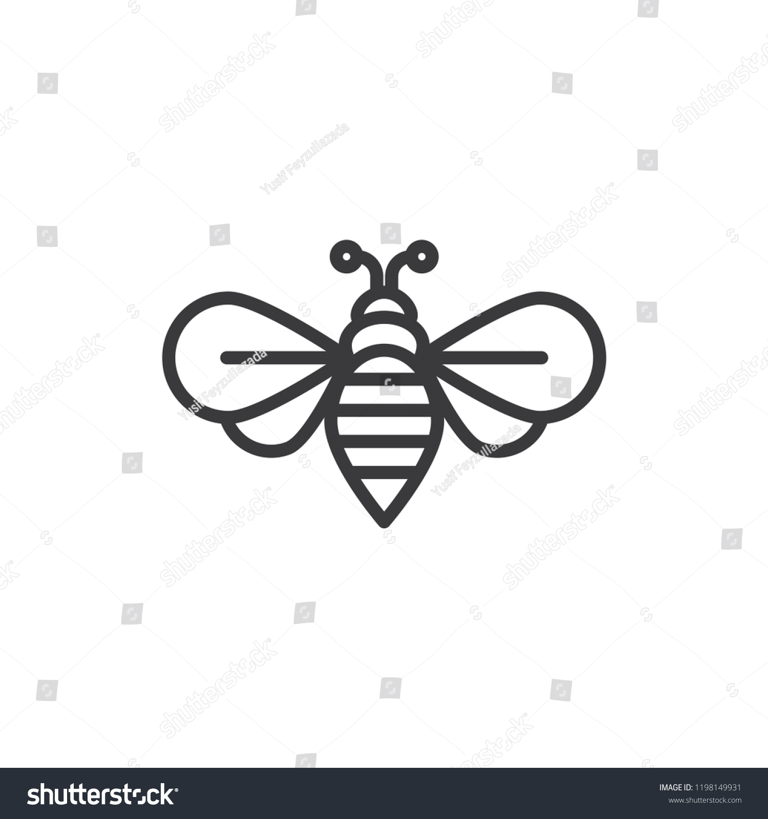 Bee Vector Icon Honeyinsect Symbol Flat Stock Vector (Royalty Free ...