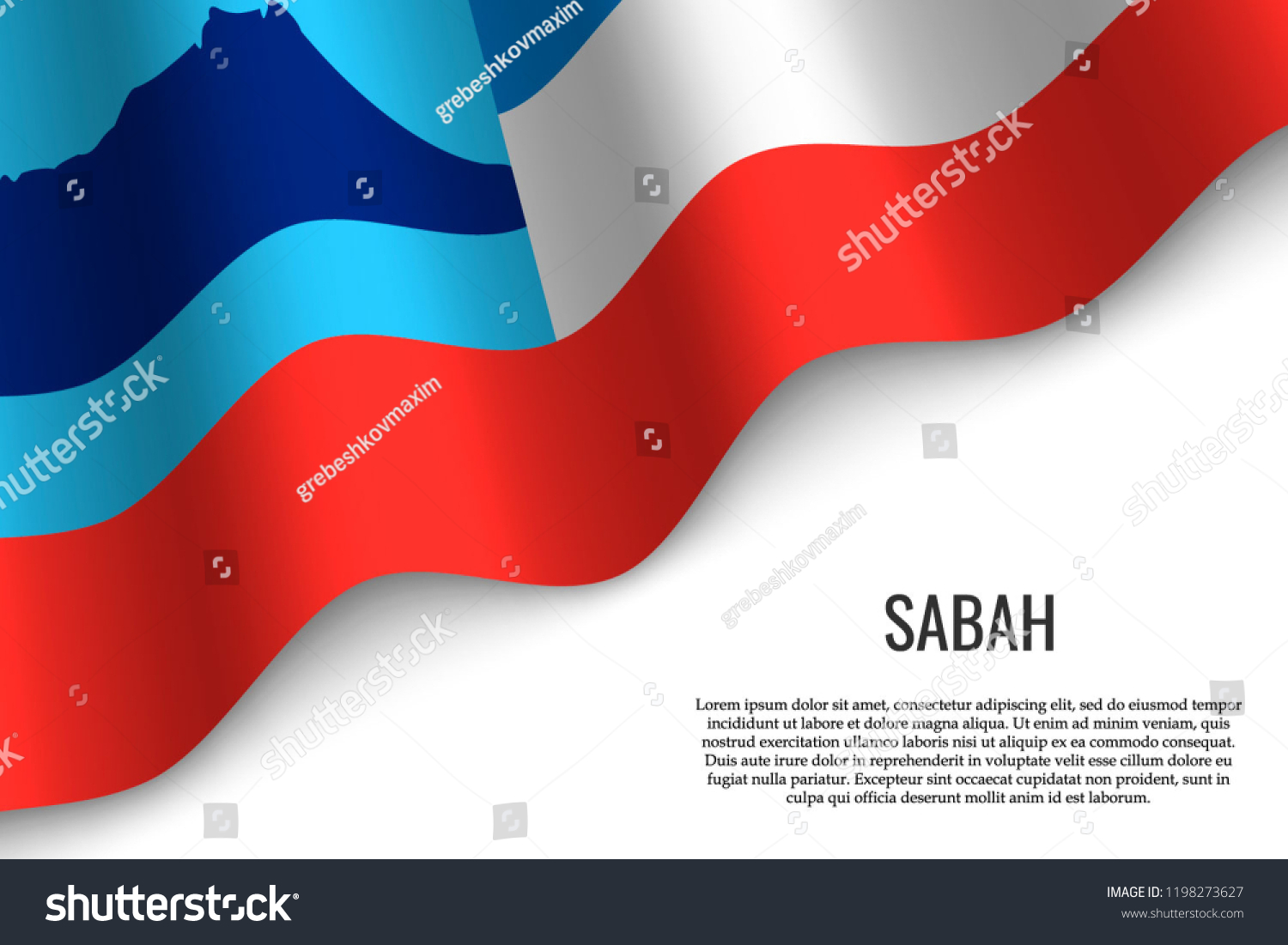 Waving Flag Sabah Region Malaysia On Stock Vector Royalty Free