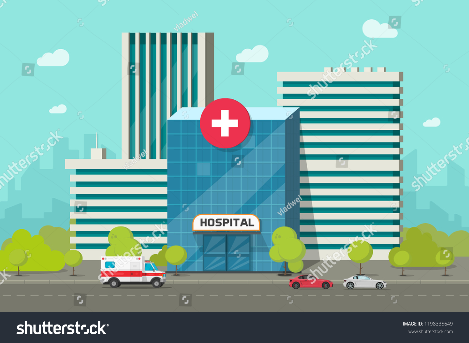 Hospital Building Illustration Flat Cartoon Modern Stock Illustration ...