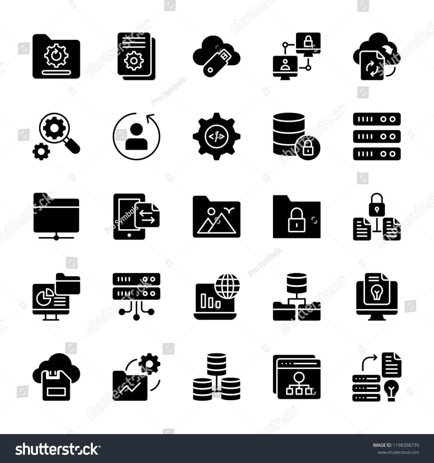 Data Organization Icons Pack Stock Vector (Royalty Free) 1198398739 ...