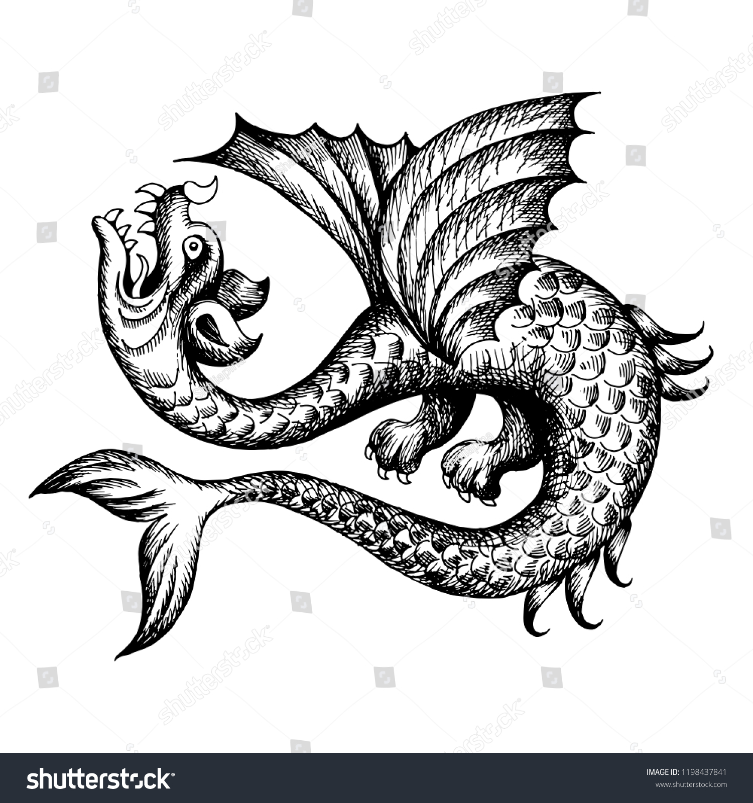 Морской голубой дракон тату лицо