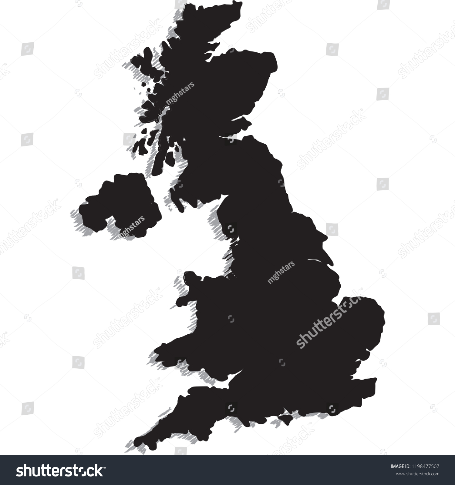 Map Uk Stock Vector (Royalty Free) 1198477507 | Shutterstock