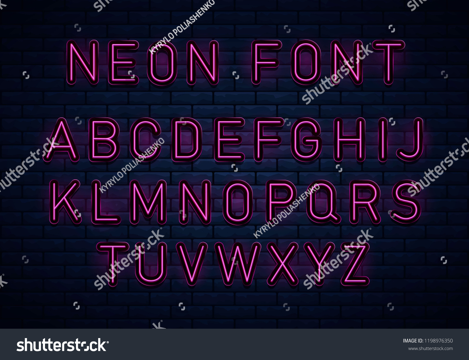 Neon Red Font Voltage Neon Light Stock Vector (Royalty Free) 1198976350 ...