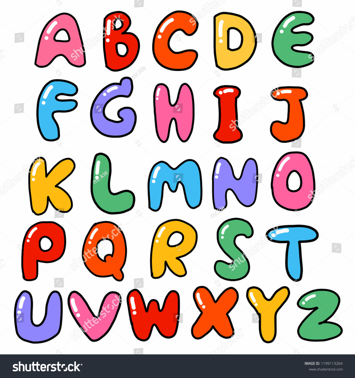 Hand Draw Colorful English Alphabet Vector Stock Vector (Royalty Free ...