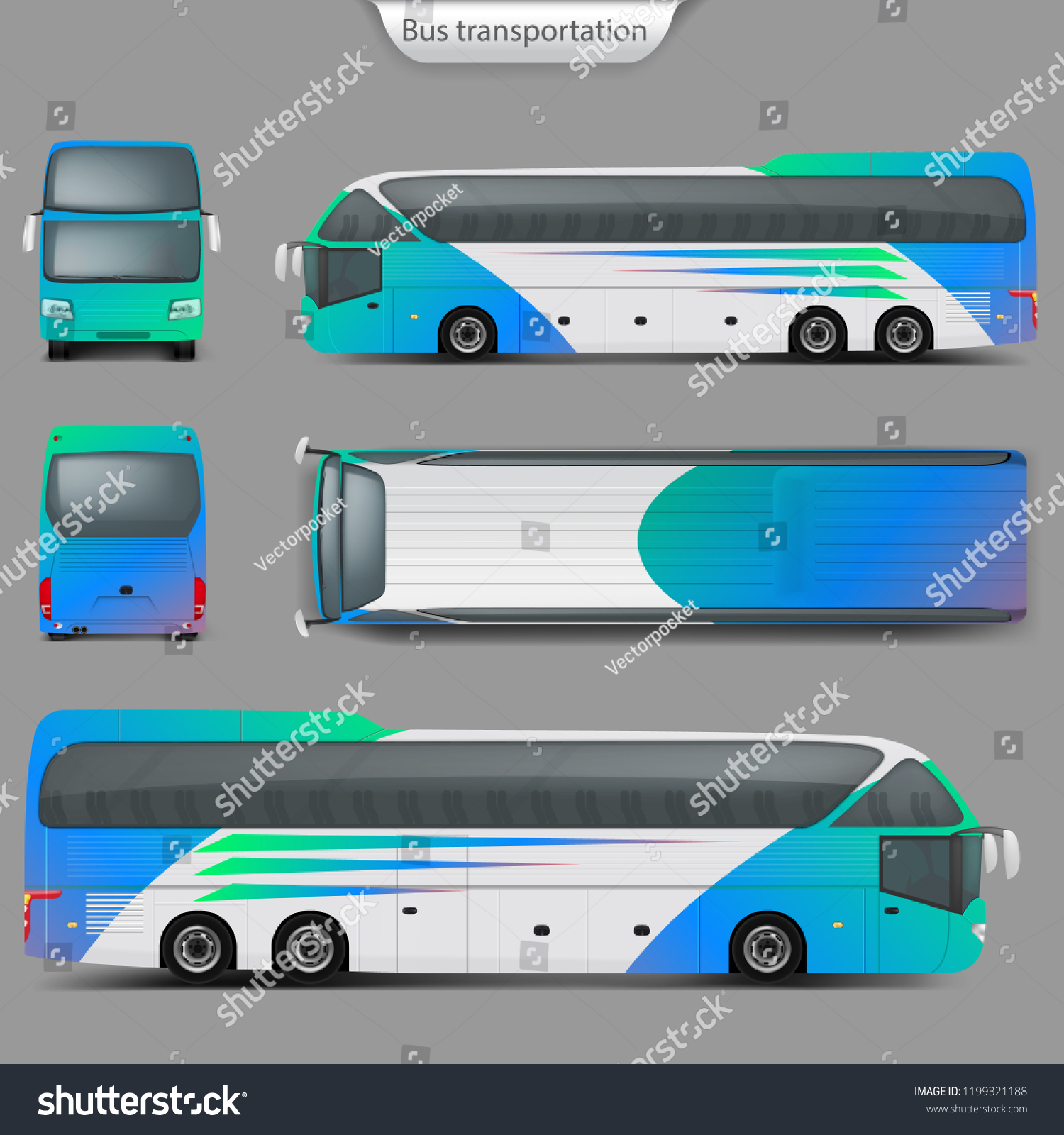 Realistic Coach Bus Mockup Rear Front Stock Illustration 1199321188 ...