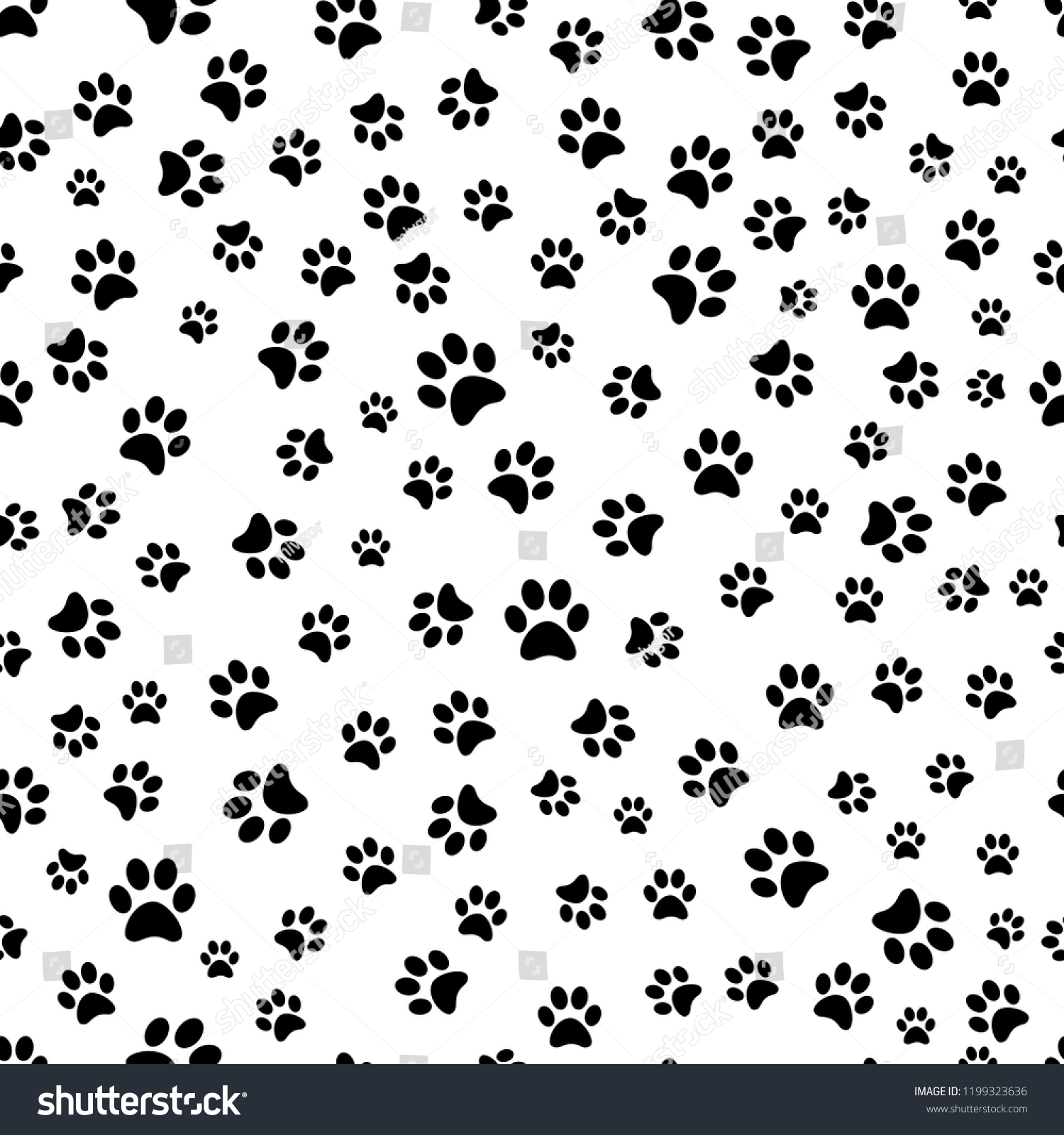 Paw Print Seamless Pattern Traces Cat Stock Vector (Royalty Free ...