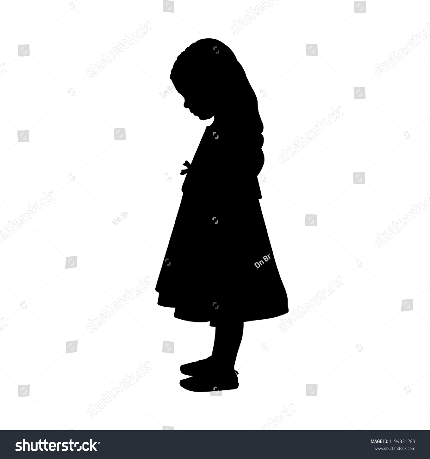 Little Girl Long Dress Looks Down Stock Vector (Royalty Free ...