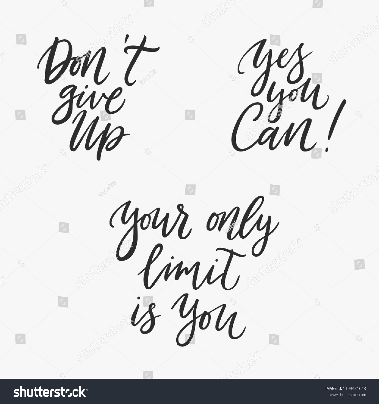 Set Vector Inspirational Motivational Quotes Hand Stock Vector (Royalty ...