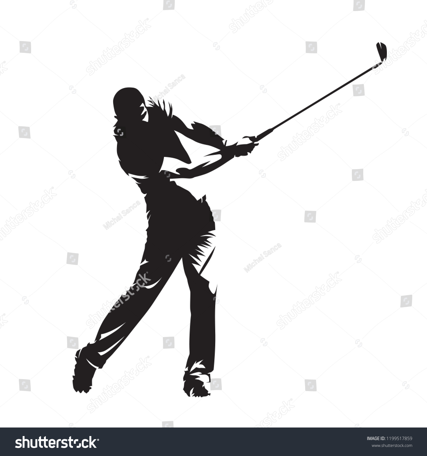 Golf Player Isolated Vector Silhouette Active Stock Vector (Royalty ...