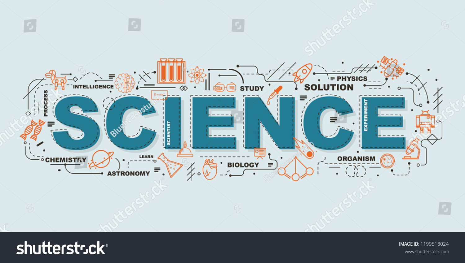 Design Concept Word Science Website Banner Stock Vector (Royalty Free ...