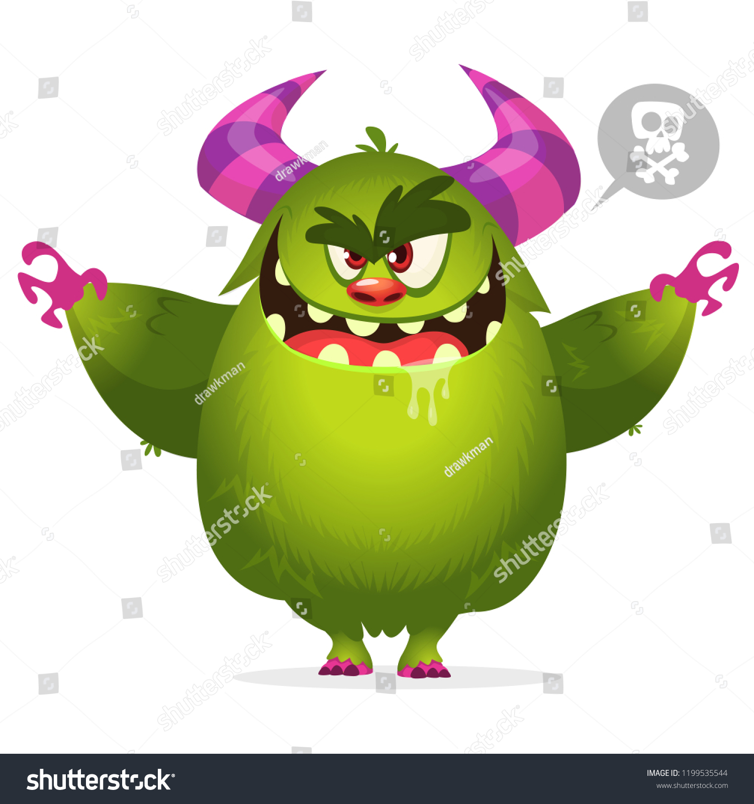 Angry Cartoon Monster Halloween Vector Illustration Stock Vector ...