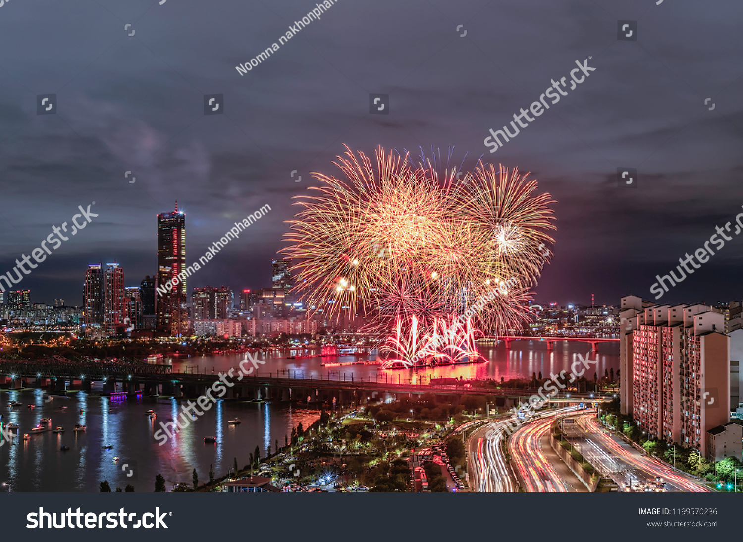 Seoul Fireworks Festival Night City Yeouido Stock Photo 1199570236