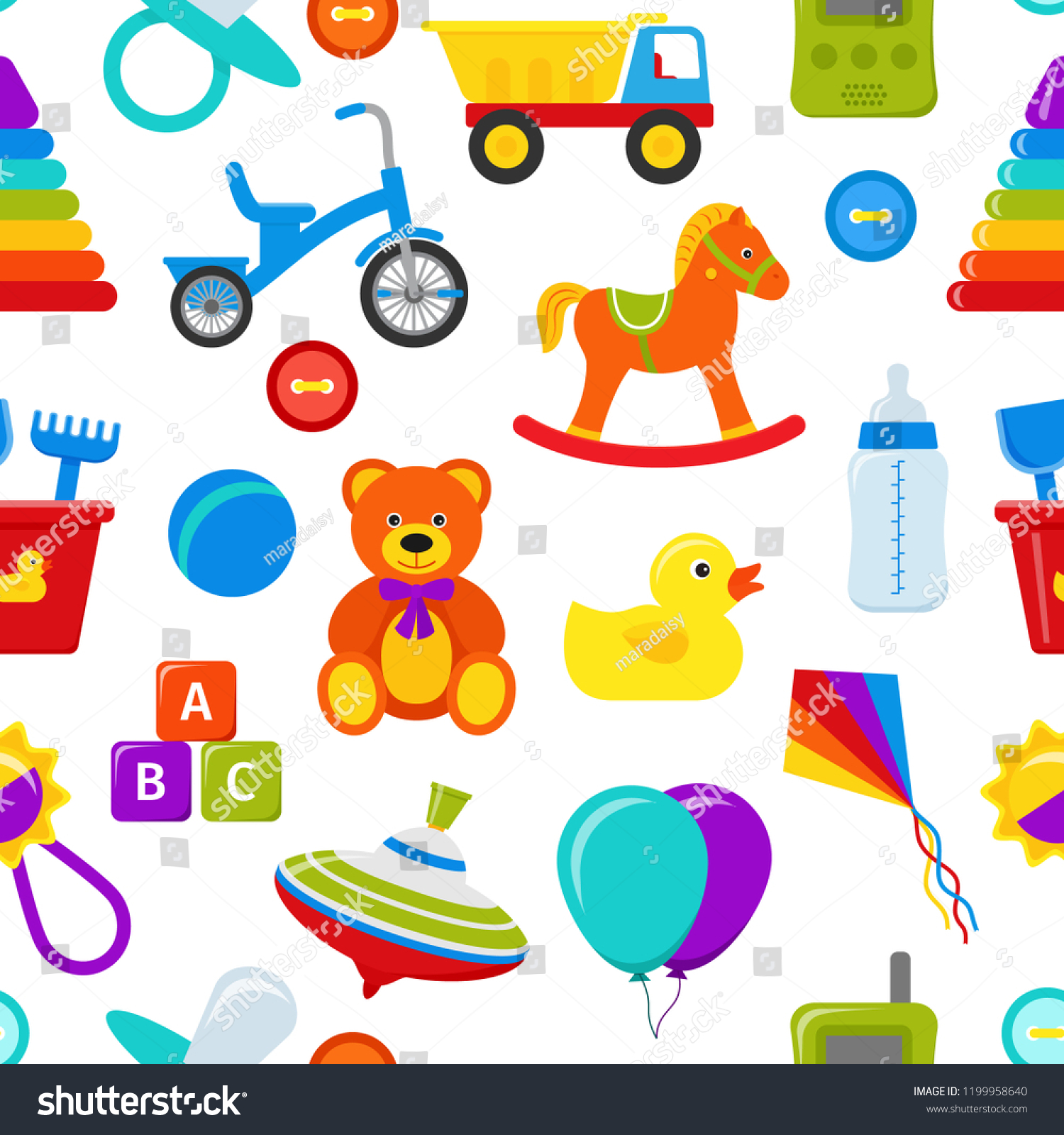 Seamless Pattern Baby Toys Vector Cute Stock Vector (Royalty Free ...