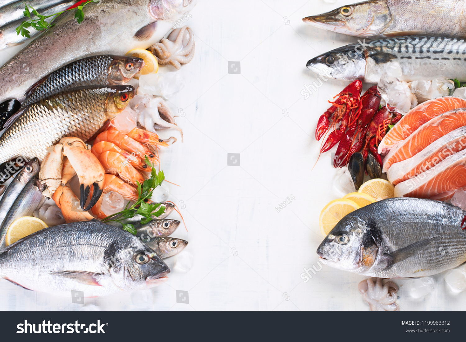 Fresh Fish Seafood Healthy Eating Concept Stock Photo 1199983312 ...