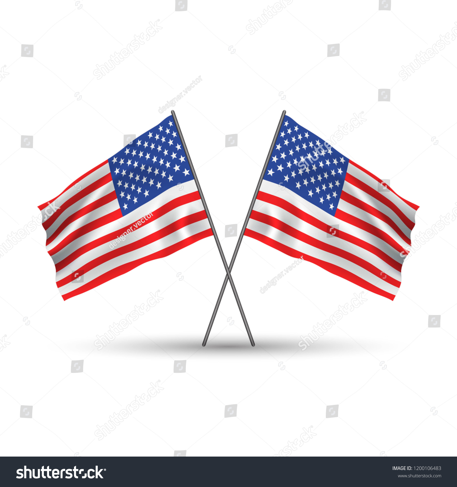 Two Crossed American Waving Flags Patriotic Stock Vector (Royalty Free ...