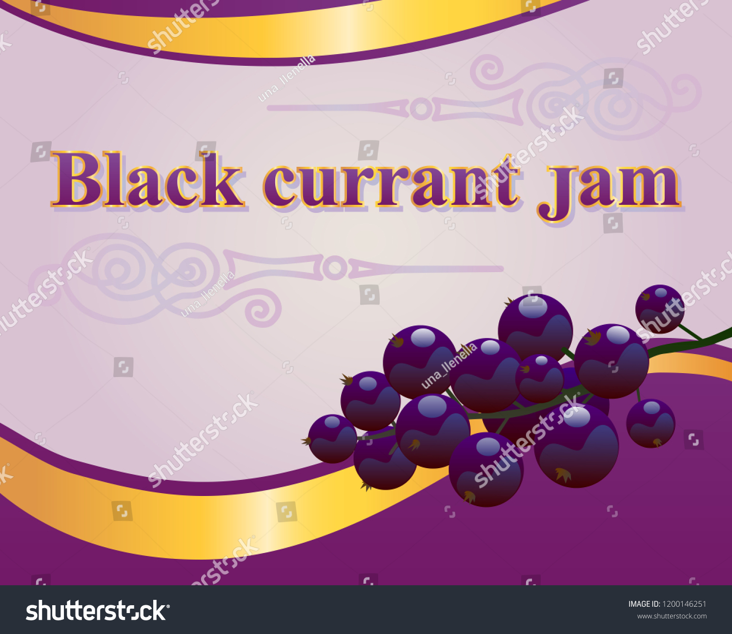 Black Currant Jam Label Design Template Stock Vector (Royalty Free