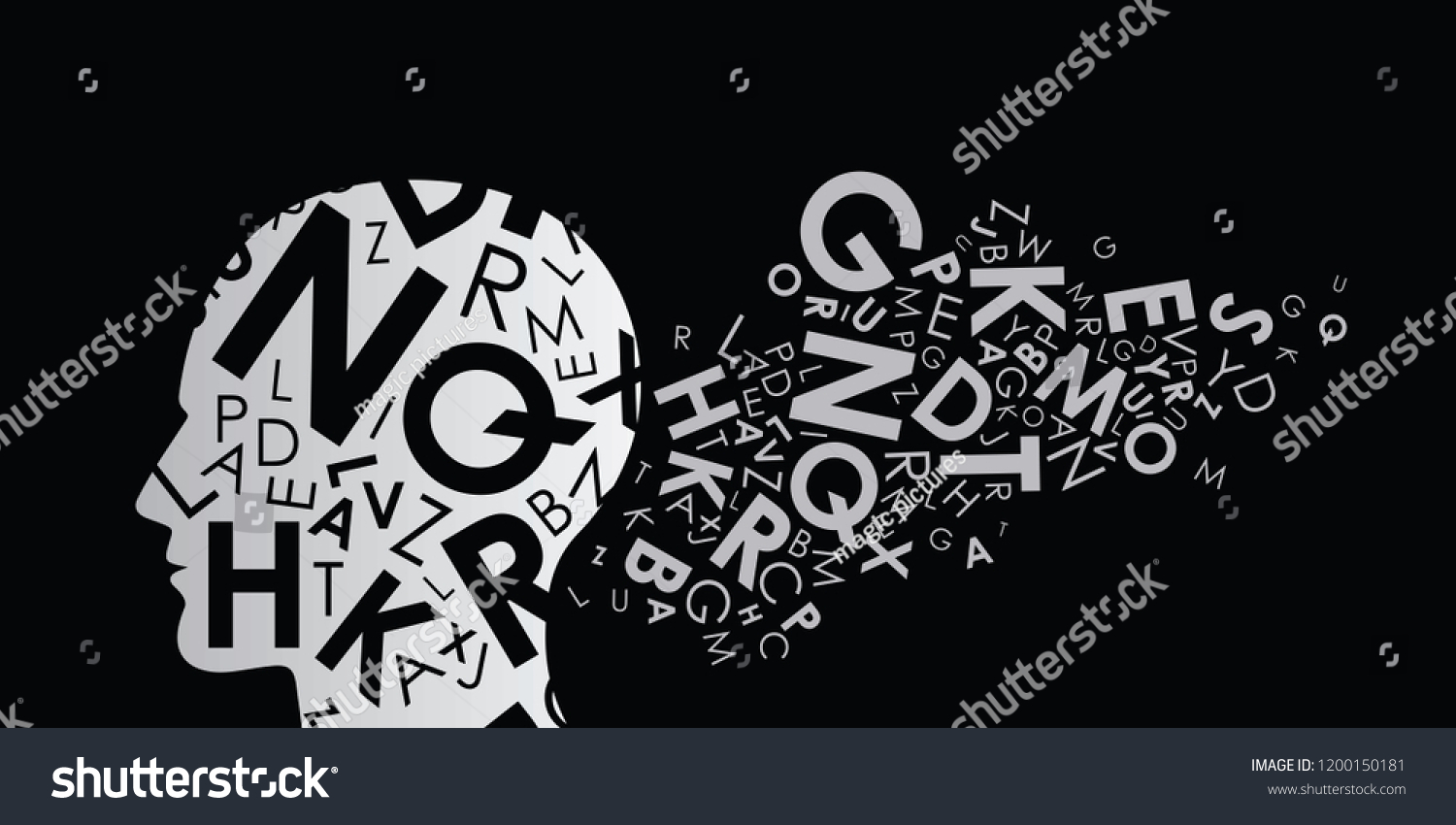 Vector Illustration Human Head Letters Verbal Stock Vector (Royalty ...