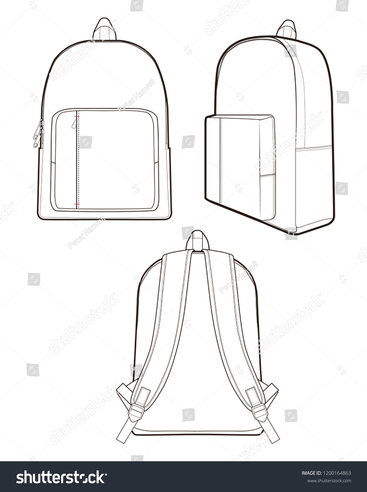 Backpack Vector Illustration Flat Sketches Stock Vector (Royalty Free ...