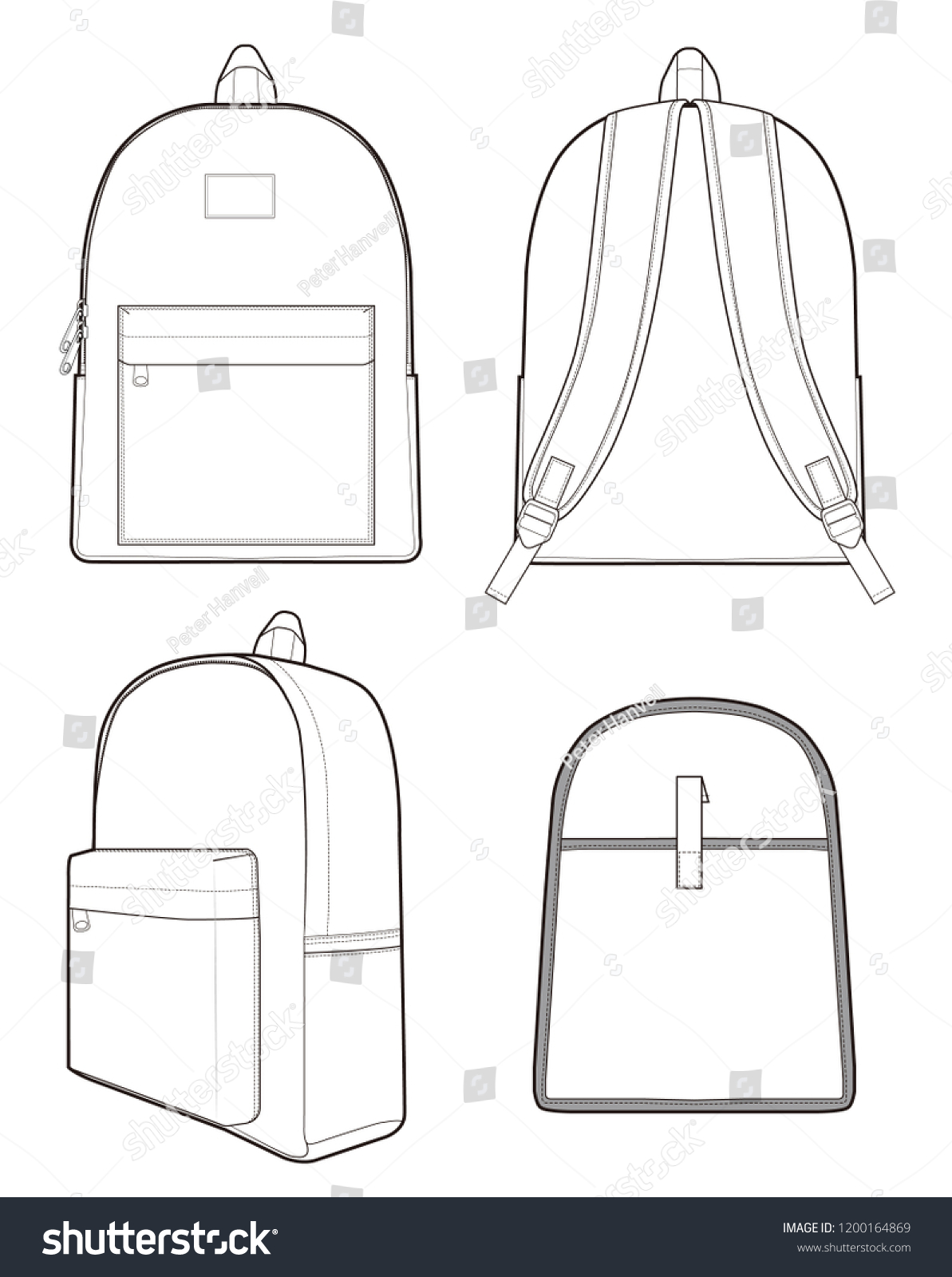 Backpack Vector Illustration Flat Sketches Stock Vector (Royalty Free ...