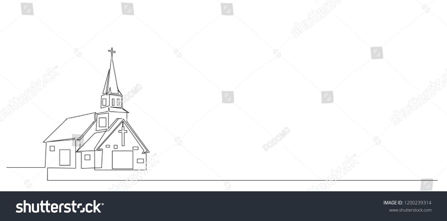 Continuous Line Drawing Christian Churches Building Stock Vector ...