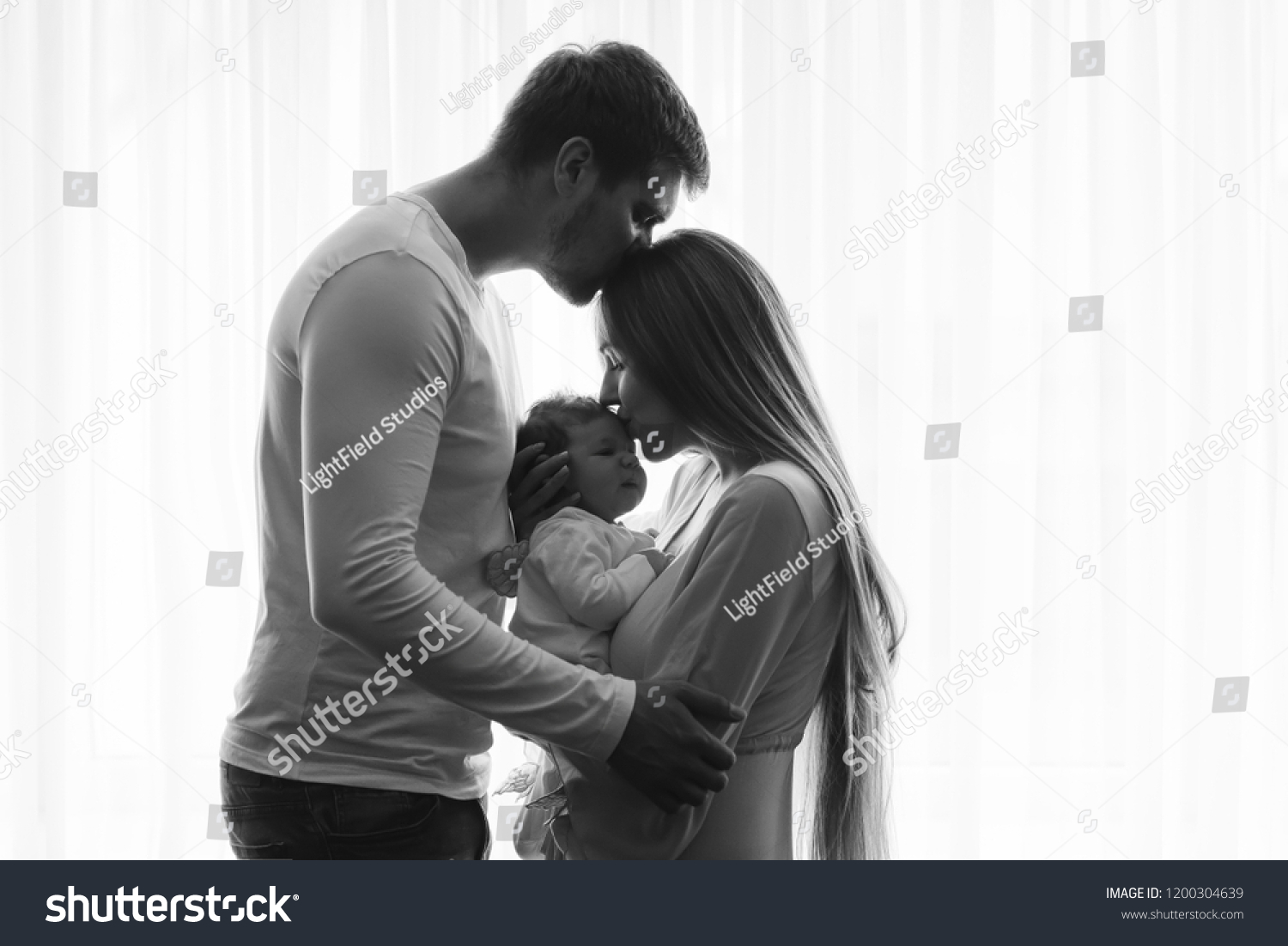 Black White Picture Man Kissing Wife