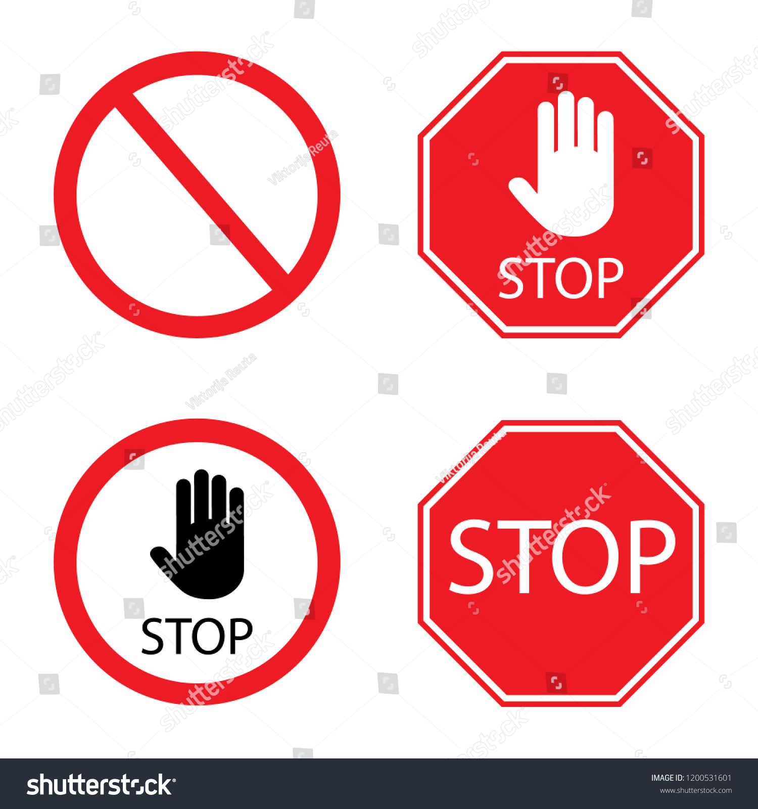 Stop Signs Collection Red White Traffic Stock Vector (Royalty Free ...